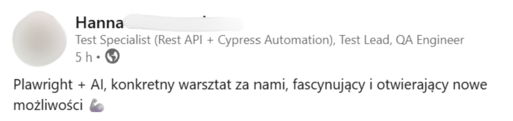 Zrzut ekranu opinii uczestnika 6