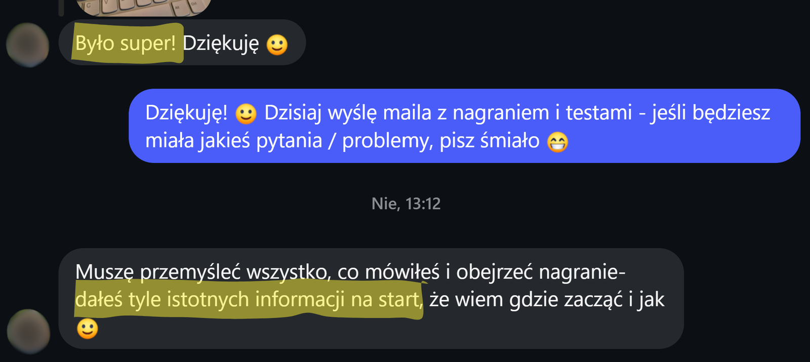Zrzut ekranu opinii uczestnika 8